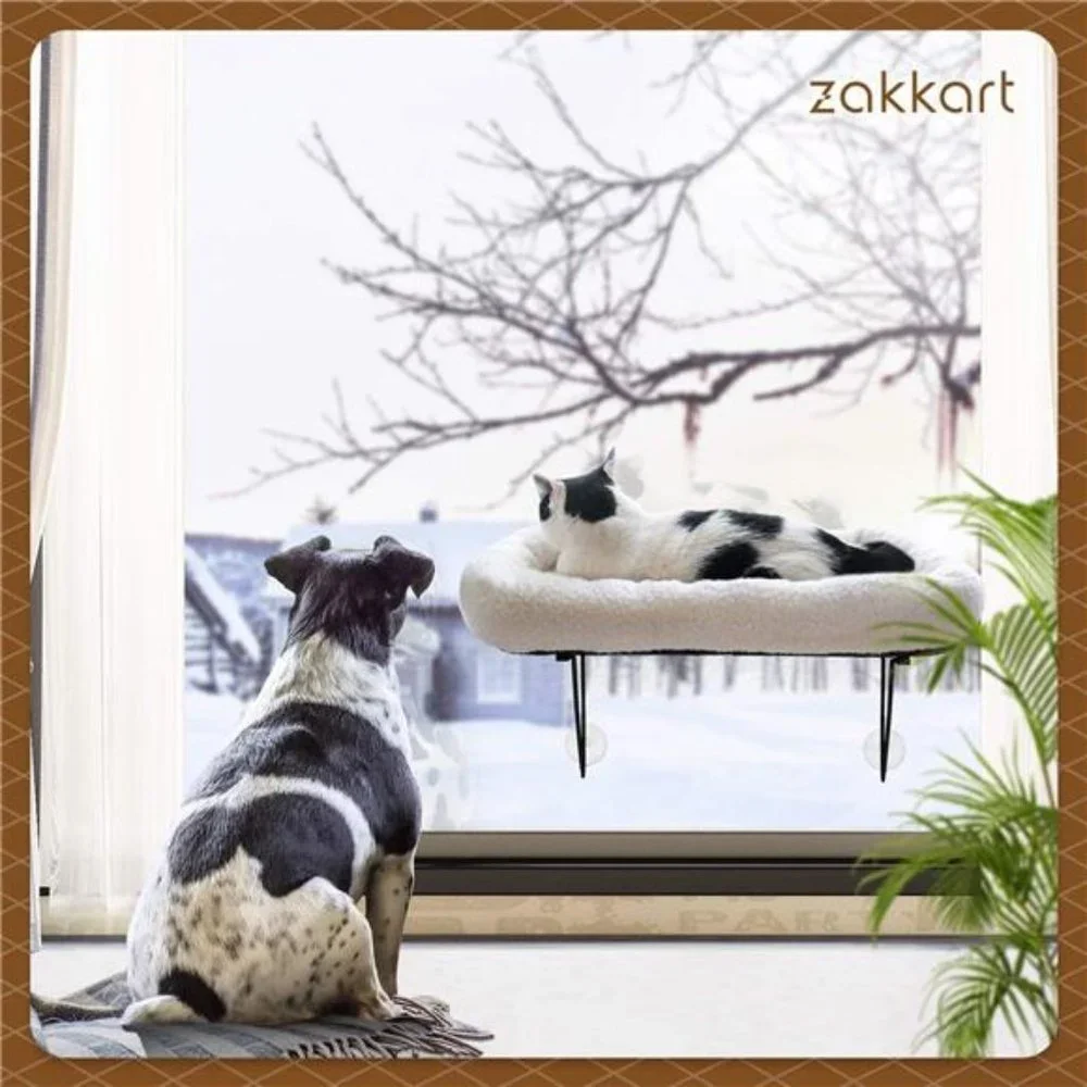 Cat Window Perch-100%Metal Supported from BelowComes with Warm Spacious Pet Bed